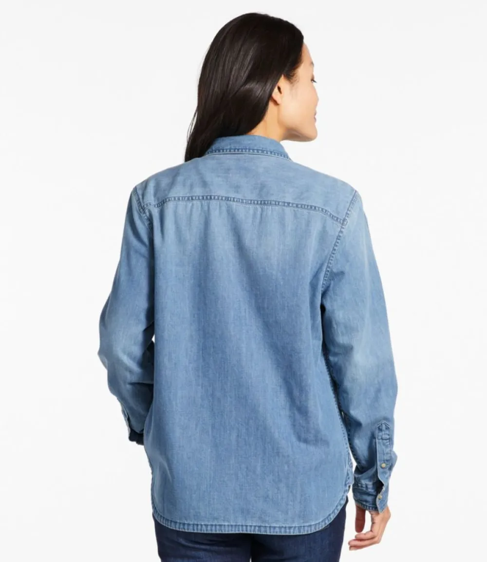 "Women's L.L. Bean Heritage Washed Denim Shirt, Lined"-L.L.Bean Discount