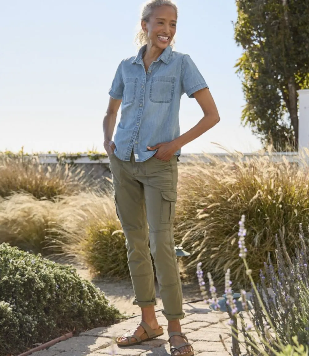 "Women's L.L. Bean Heritage Washed Lightweight Denim Shirt, Short-Sleeve"-L.L.Bean New