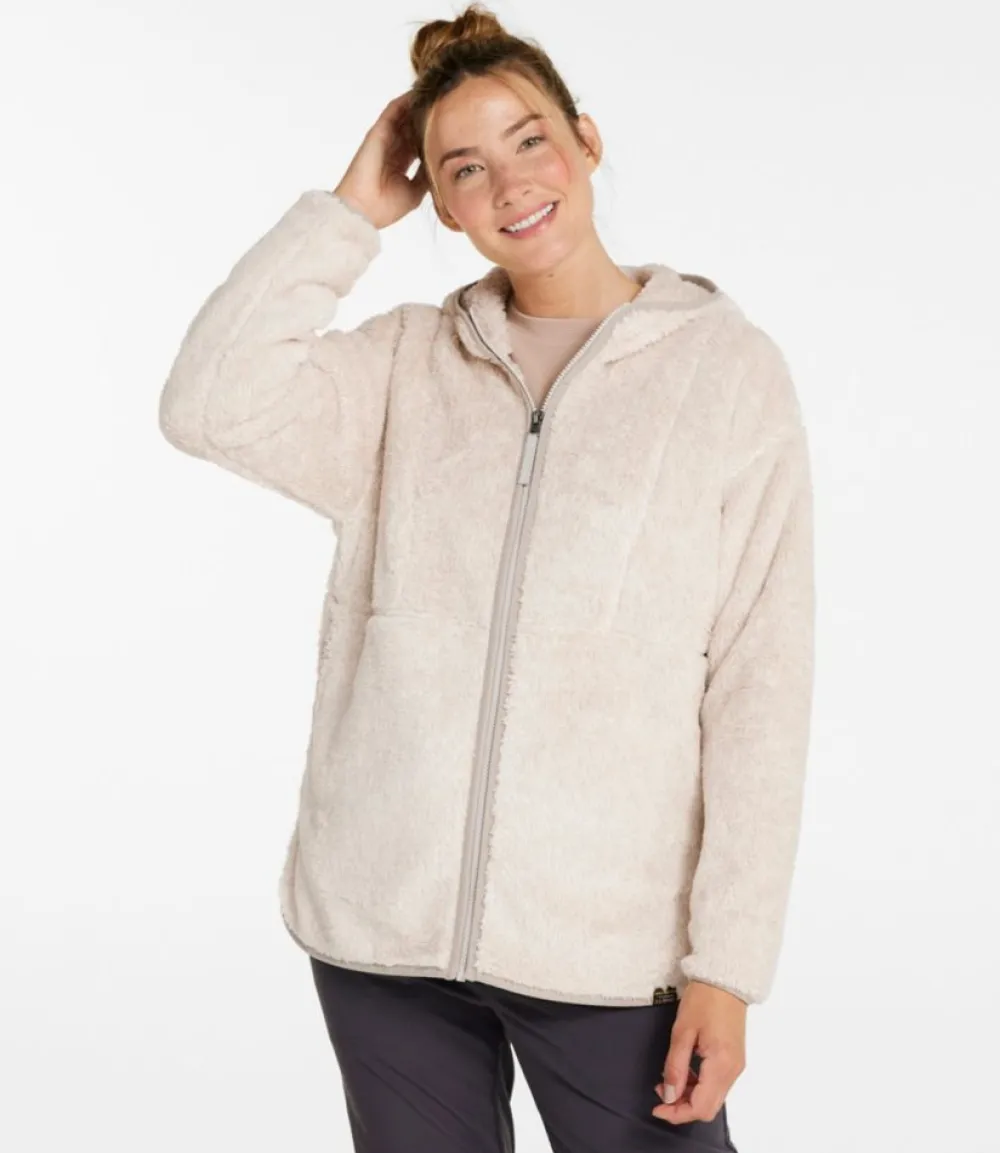 "Women's Hi-Pile Fleece Jacket, Long Hooded"-L.L.Bean Fashion