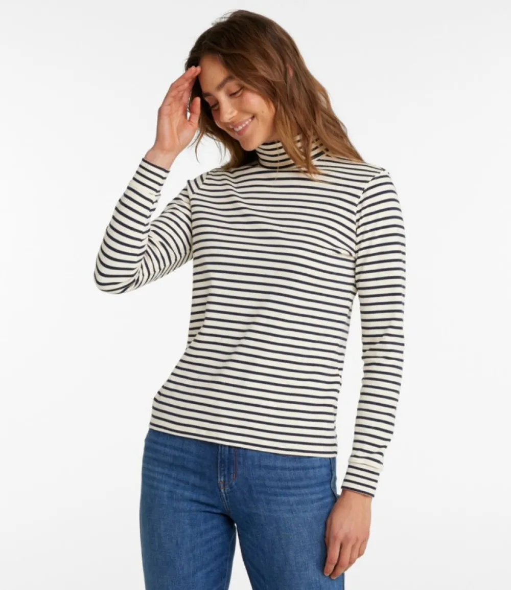 "Women's Interlock Turtleneck, Long-Sleeve Stripe"-L.L.Bean Cheap