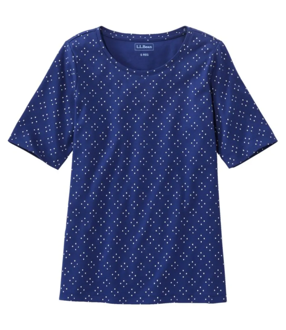 "Women's Jewelneck Tee, Elbow-Sleeve Print"-L.L.Bean Best Sale