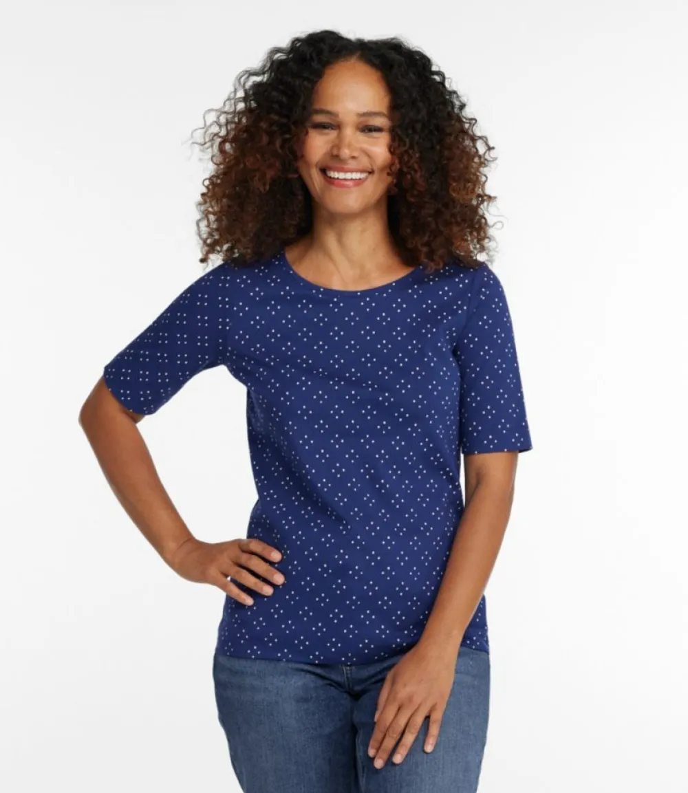 "Women's Jewelneck Tee, Elbow-Sleeve Print"-L.L.Bean Best Sale