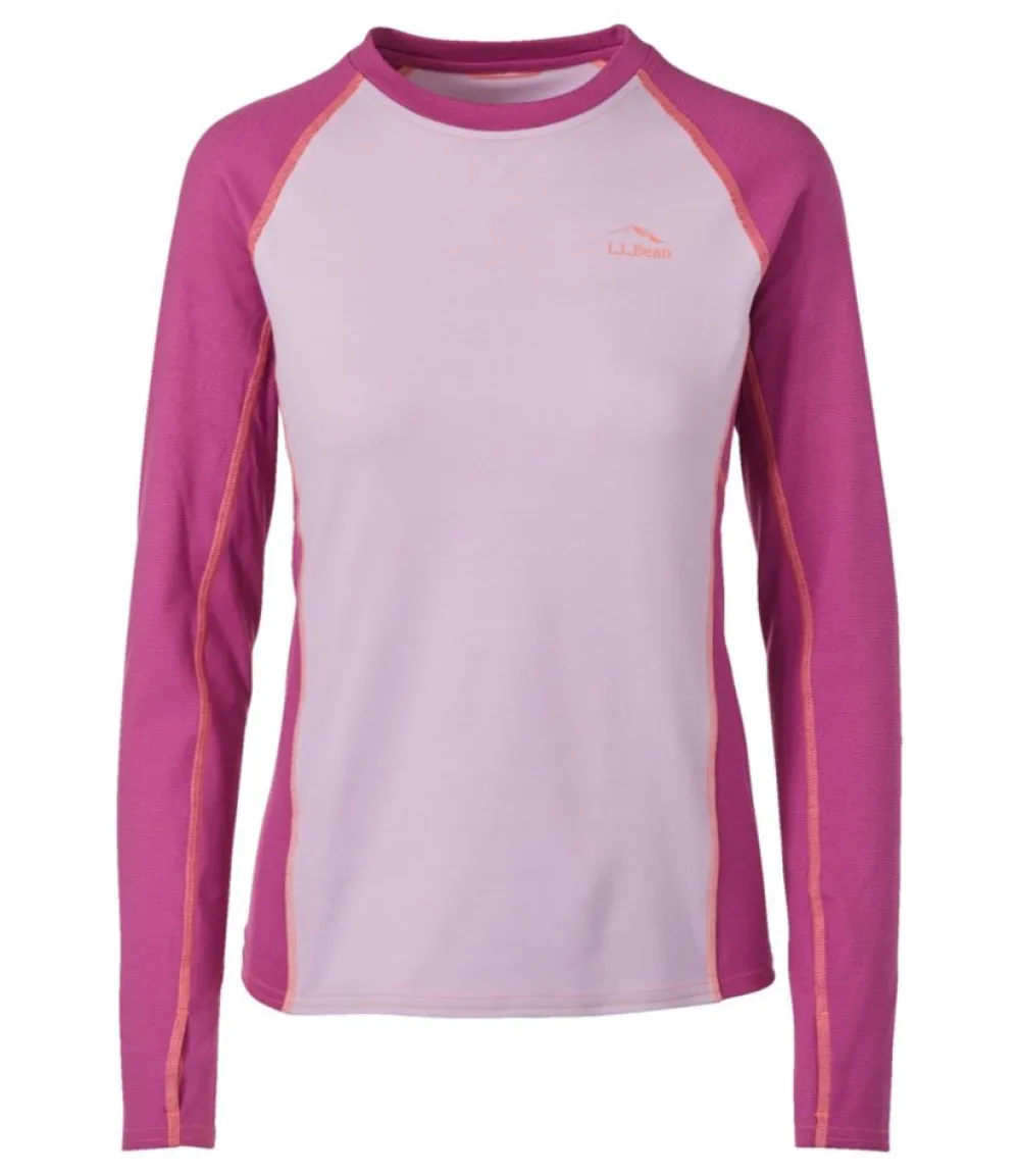 "Women's Midweight Baselayer Crew, Long Sleeve Color Block"-L.L.Bean Store