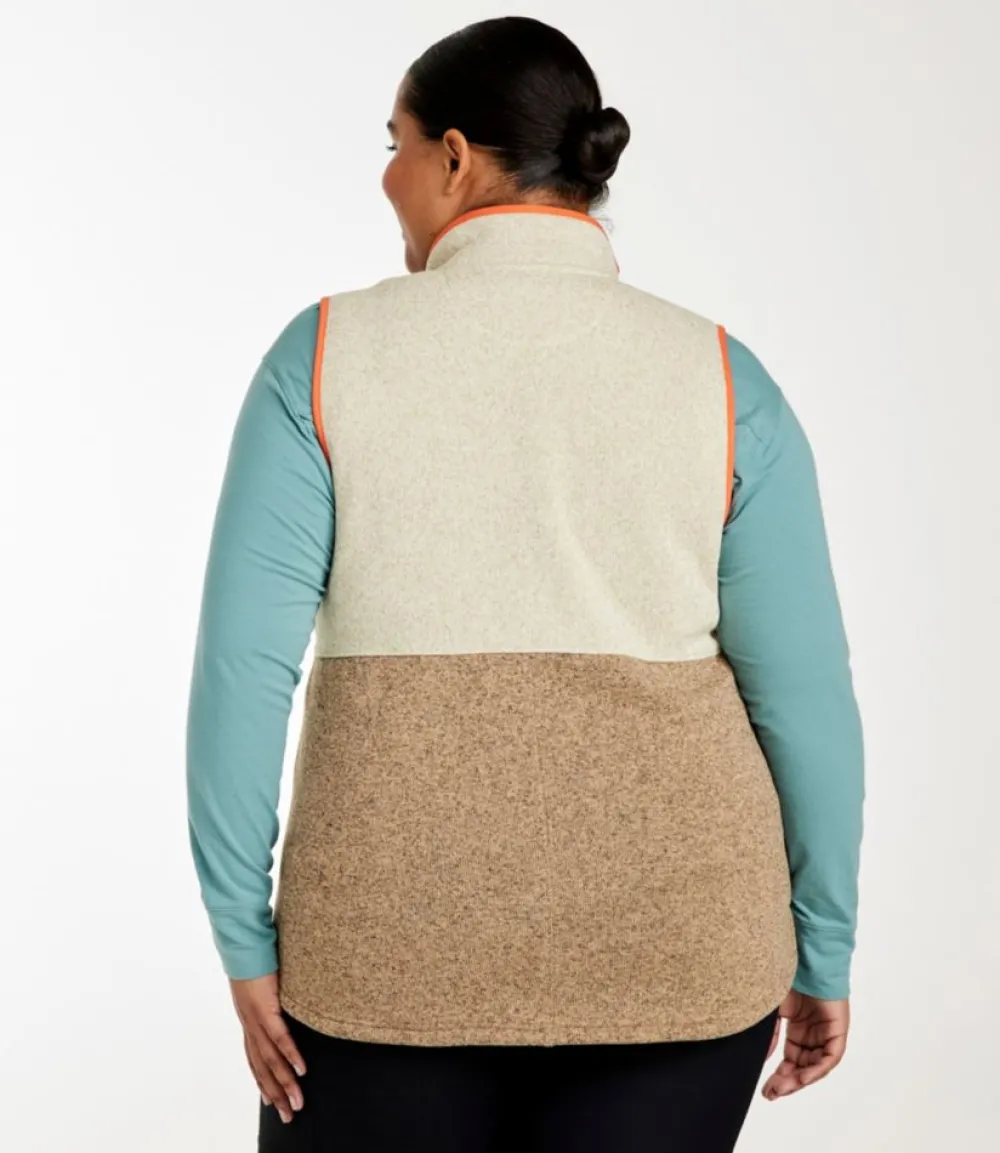 "Women's Sweater Fleece, Long Vest Colorblock"-L.L.Bean Clearance