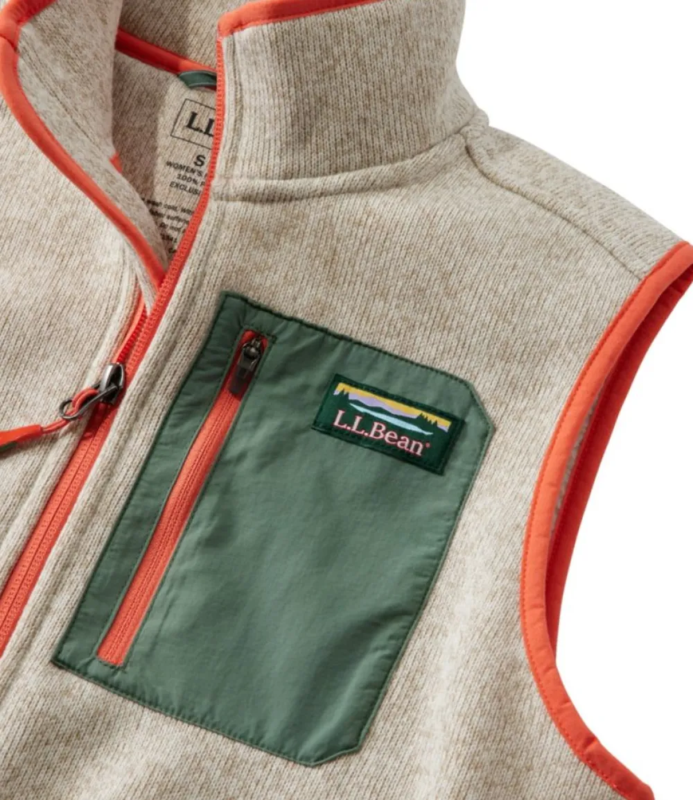 "Women's Sweater Fleece, Long Vest Colorblock"-L.L.Bean Clearance