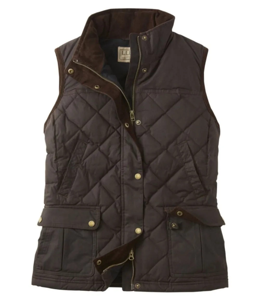 "Women's Upcountry Waxed Cotton Down Vest"-L.L.Bean New