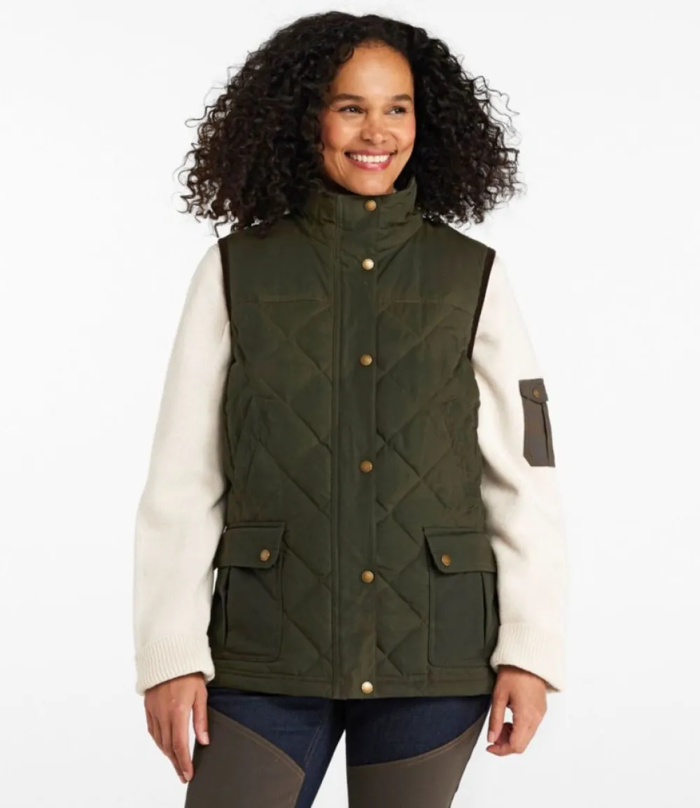 "Women's Upcountry Waxed Cotton Down Vest"-L.L.Bean New