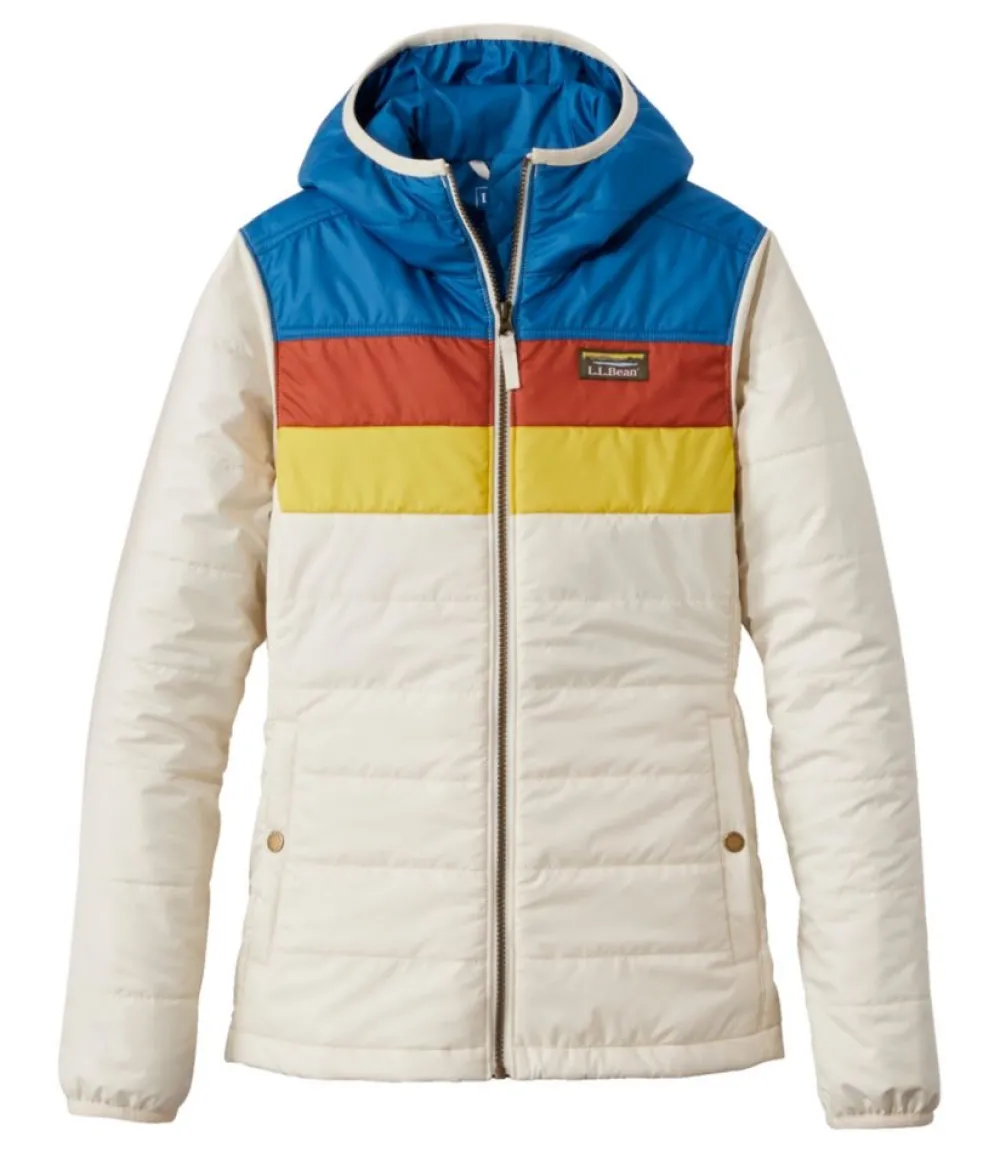 "Women's Mountain Classic Puffer Hooded Jacket, Colorblock"-L.L.Bean Store