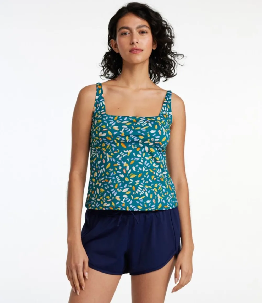 "Women's New Currents Swimwear, Squareneck Tankini Top Print"-L.L.Bean Fashion