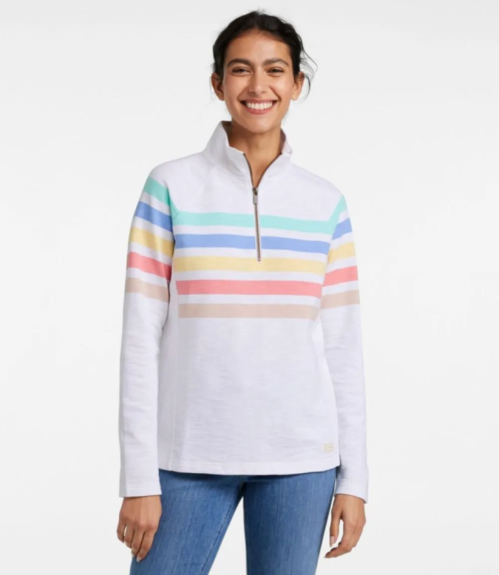 "Women's Peaks Island Quarter-Zip Pullover, Stripe"-L.L.Bean Store