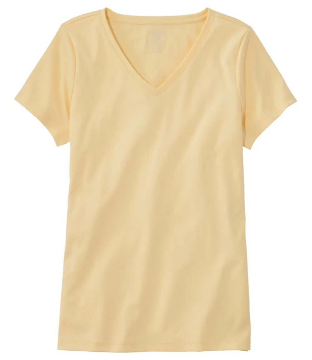 "Women's Pima Cotton Shaped V-Neck, Short-Sleeve"-L.L.Bean Clearance