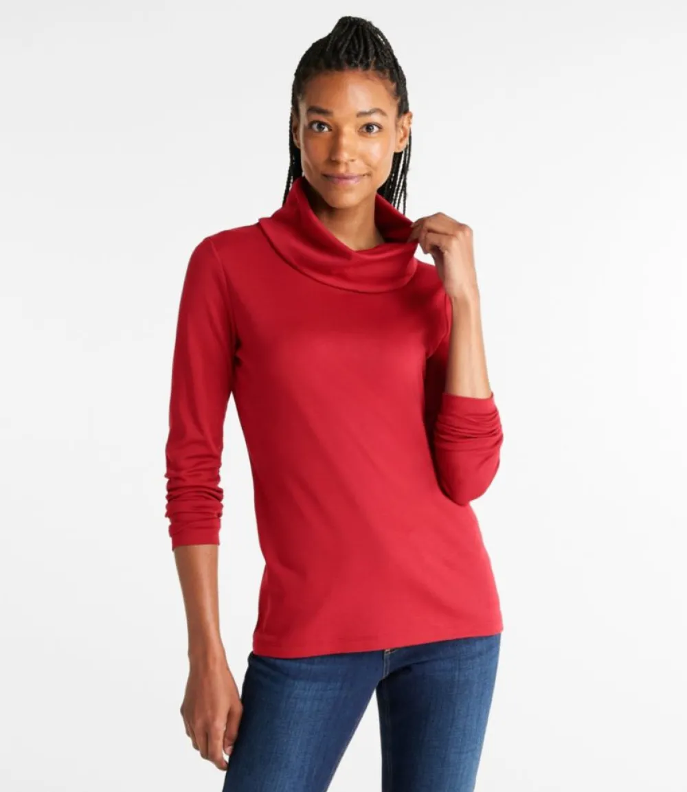 "Women's Pima Cotton Tee, Long-Sleeve Cowlneck"-L.L.Bean Hot