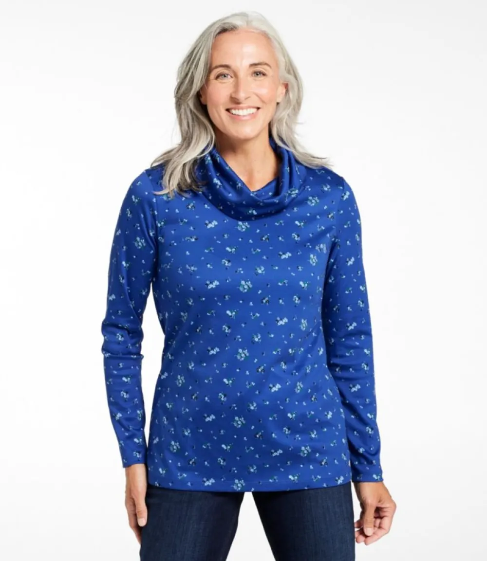 "Women's Pima Cotton Tee, Long-Sleeve Cowlneck Print"-L.L.Bean Hot