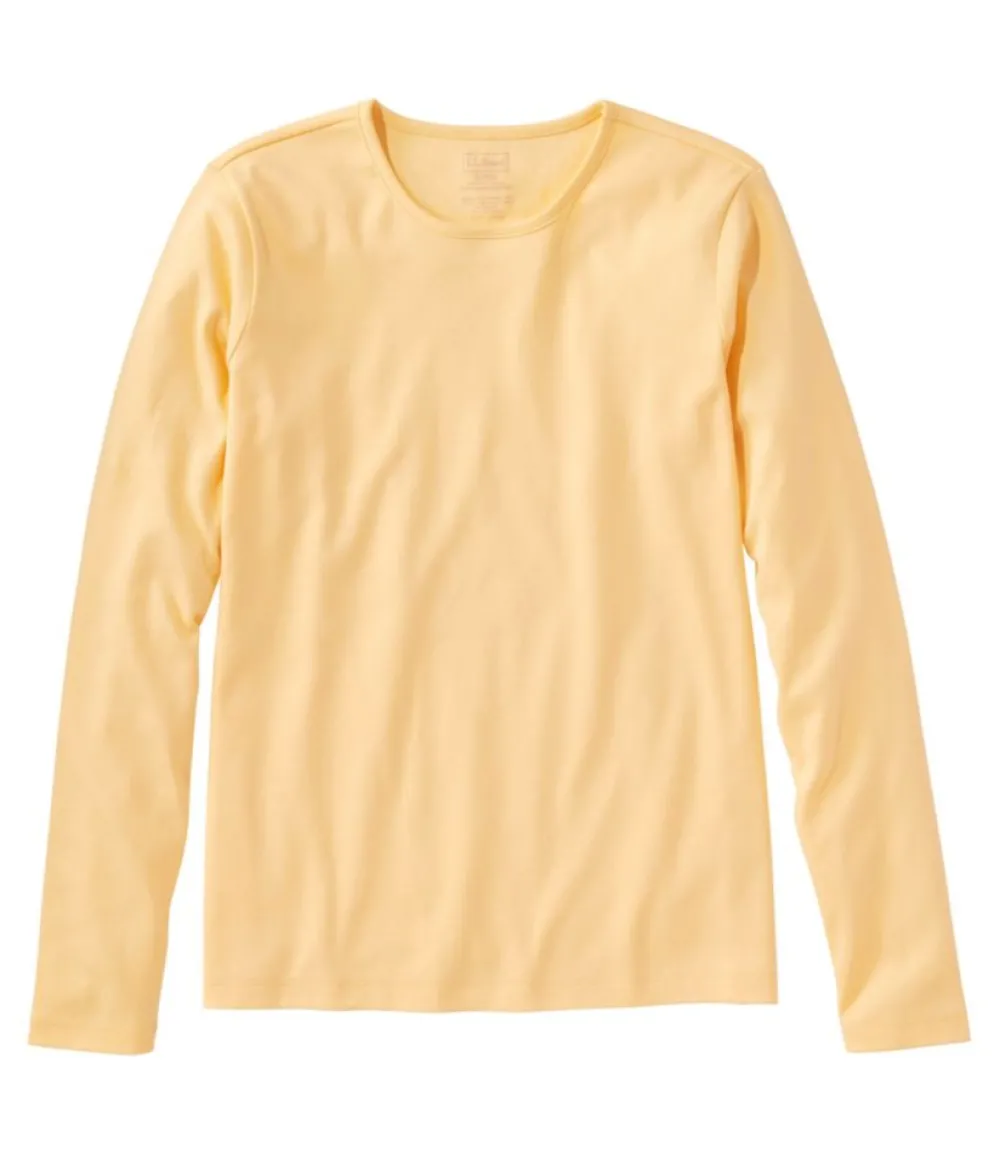 "Women's Pima Cotton Tee, Long-Sleeve Crewneck"-L.L.Bean Fashion
