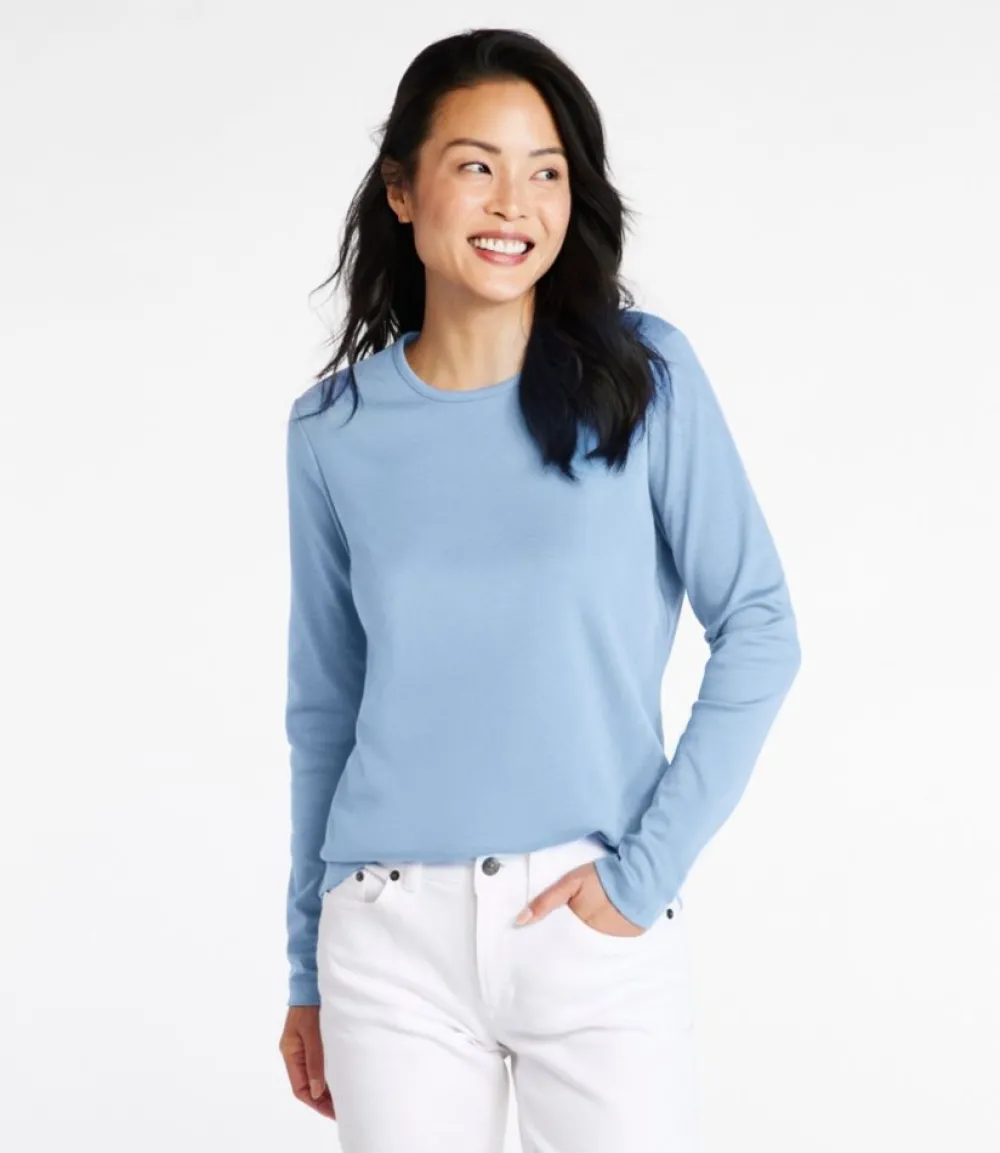 "Women's Pima Cotton Tee, Long-Sleeve Crewneck"-L.L.Bean Fashion