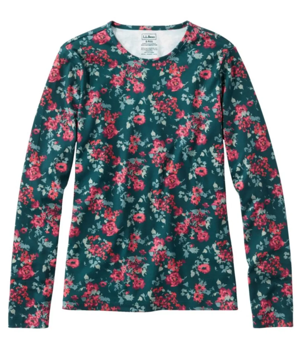 "Women's Pima Cotton Tee, Long-Sleeve Crewneck Print"-L.L.Bean New
