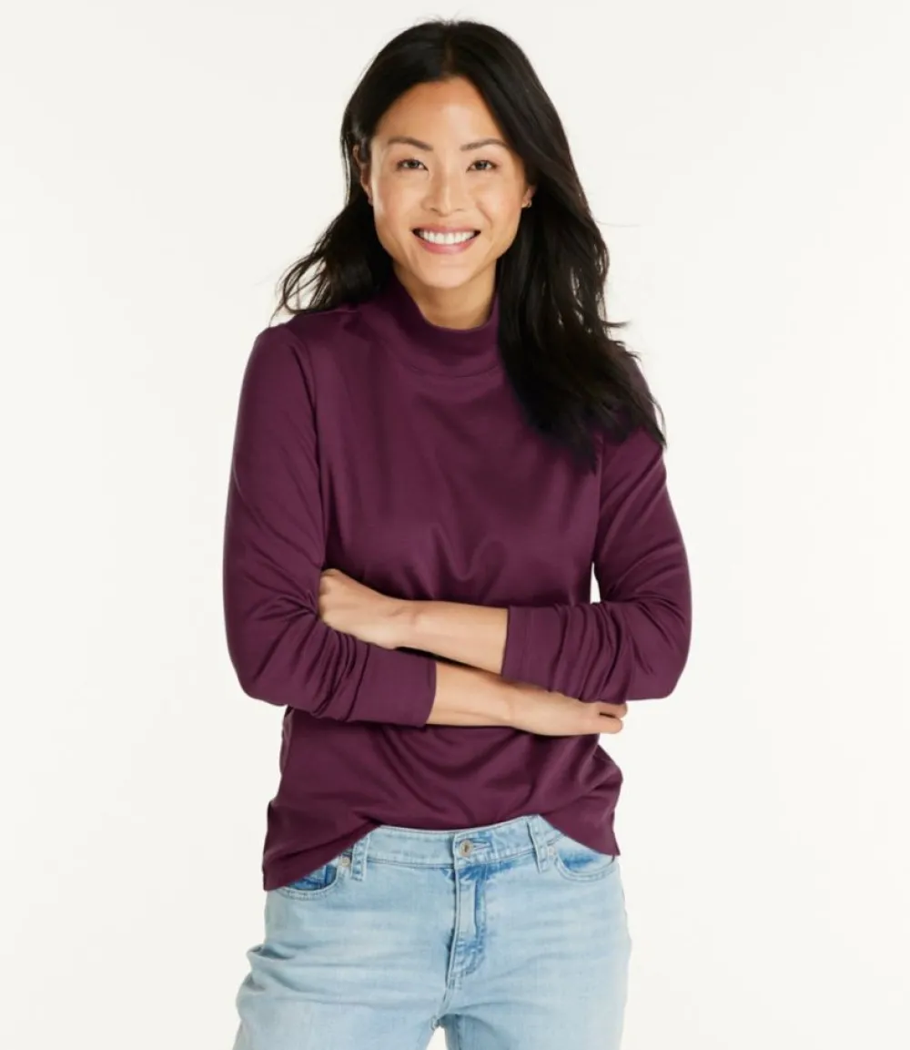 "Women's Pima Cotton Tee, Long-Sleeve Mockneck"-L.L.Bean Best Sale