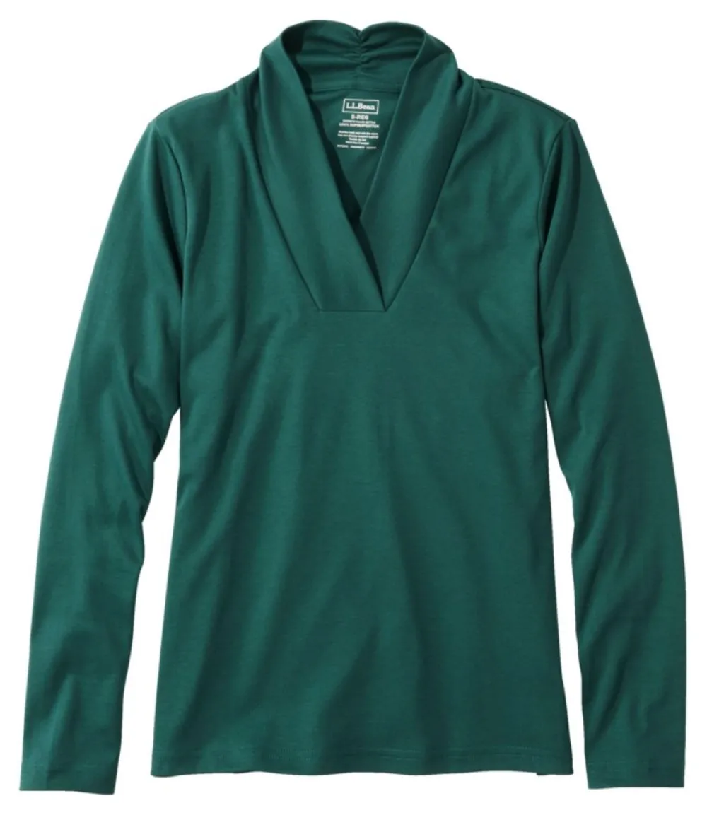 "Women's Pima Cotton Tee, Shawl Long-Sleeve"-L.L.Bean Outlet