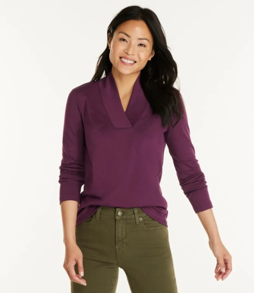 "Women's Pima Cotton Tee, Shawl Long-Sleeve"-L.L.Bean Outlet