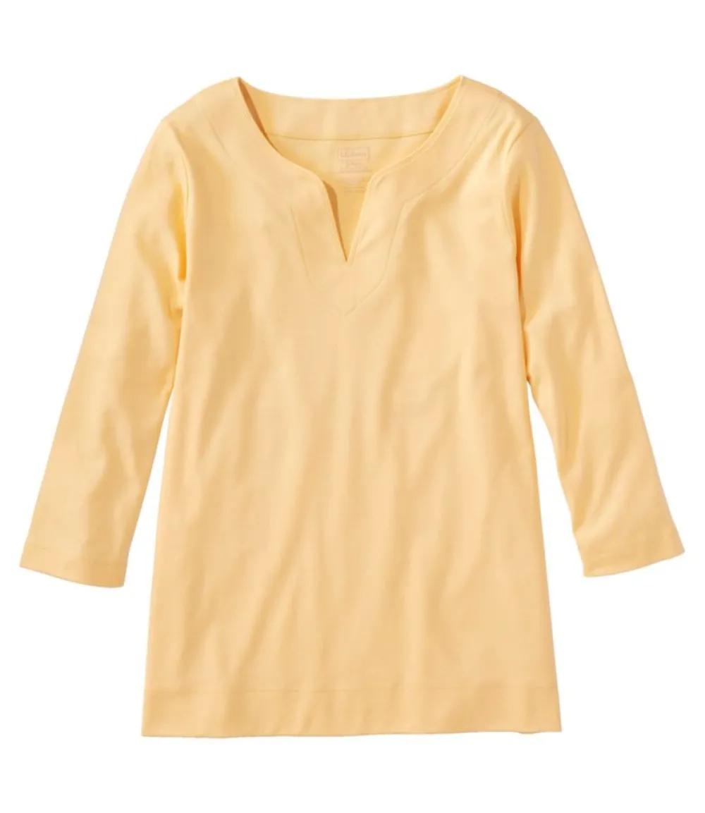 "Women's Pima Cotton Tunic, Three-Quarter-Sleeve Splitneck"-L.L.Bean Sale