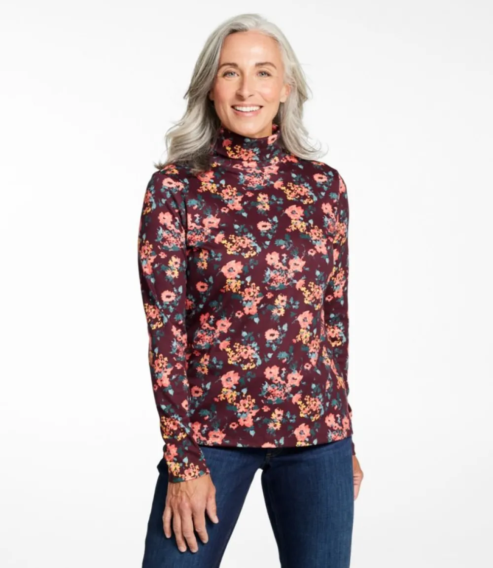 "Women's Pima Cotton Turtleneck, Long-Sleeve Print"-L.L.Bean Outlet