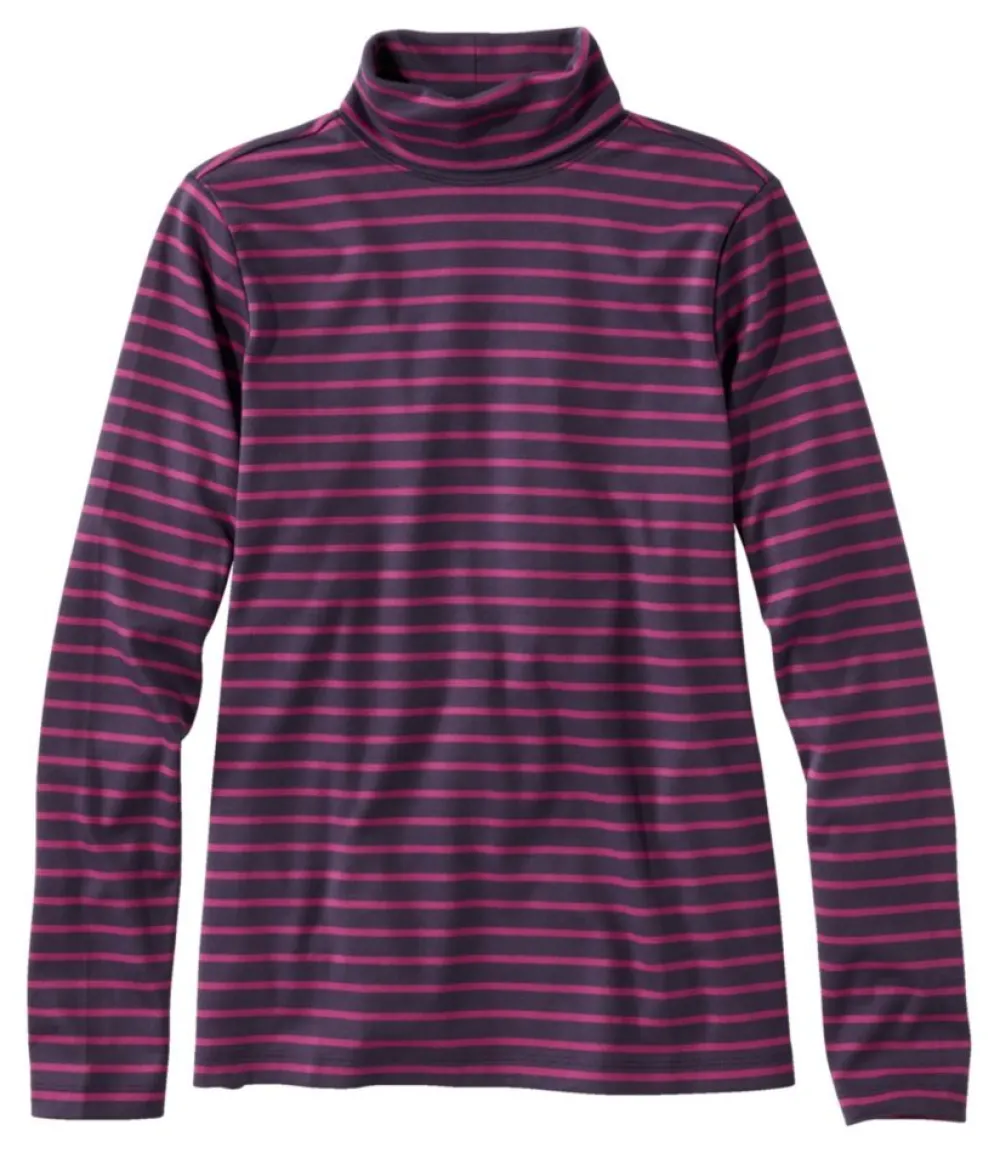 "Women's Pima Turtleneck, Long-Sleeve Stripe"-L.L.Bean Shop