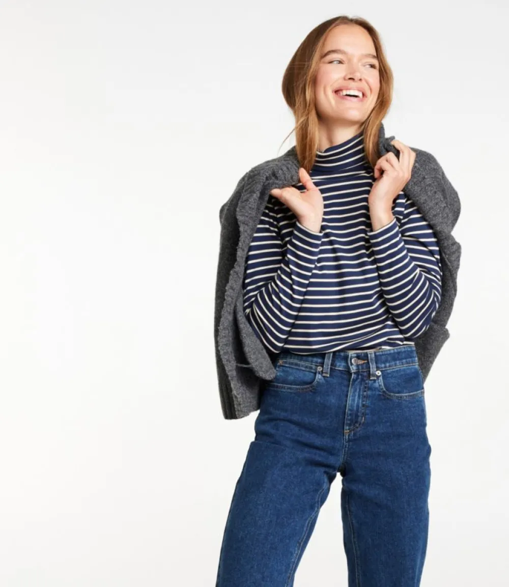 "Women's Pima Turtleneck, Long-Sleeve Stripe"-L.L.Bean Shop