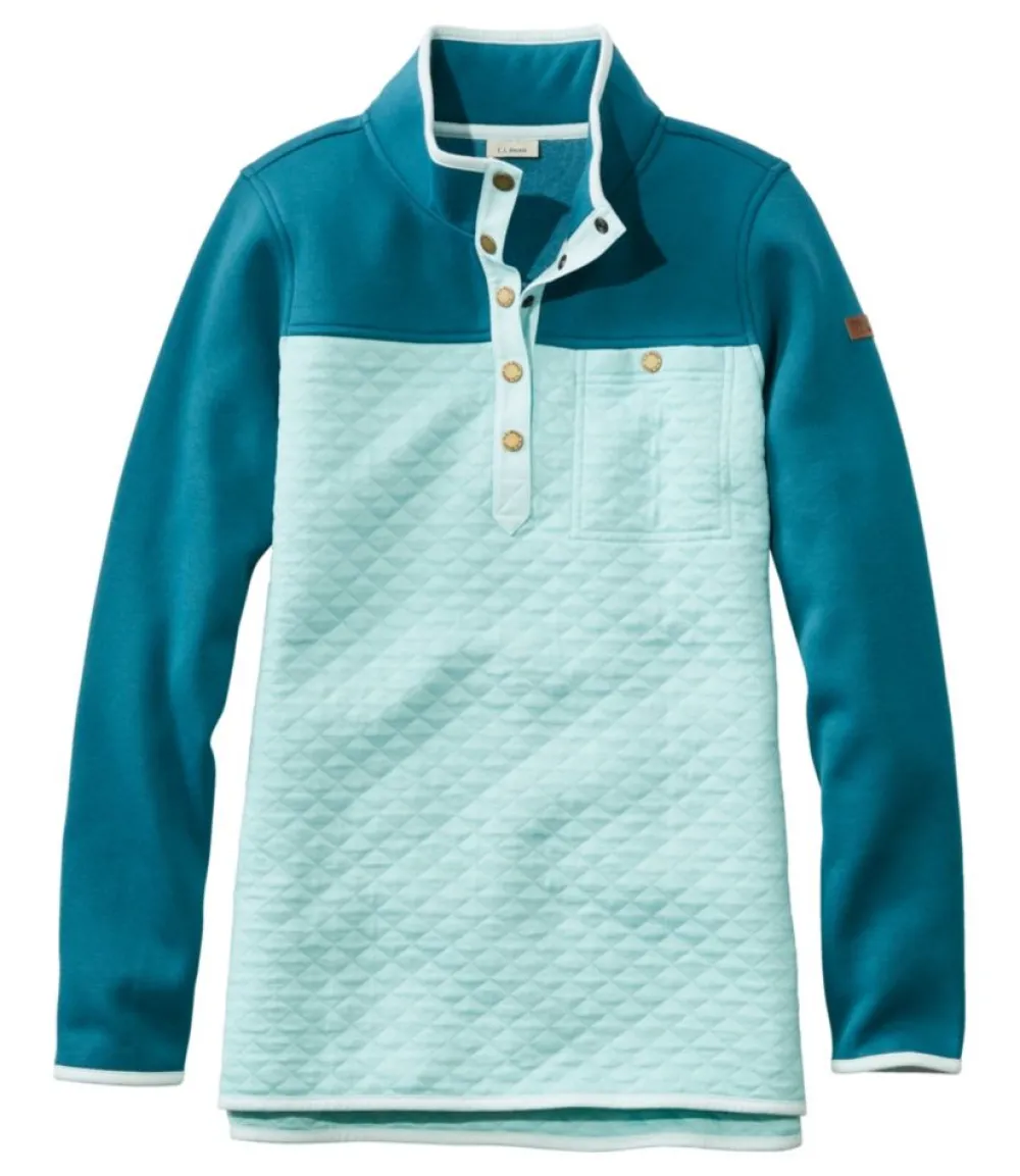 "Women's Quilted Sweatshirt, Mockneck Tunic Colorblock"-L.L.Bean Cheap