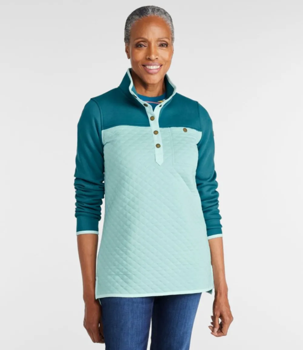 "Women's Quilted Sweatshirt, Mockneck Tunic Colorblock"-L.L.Bean Cheap