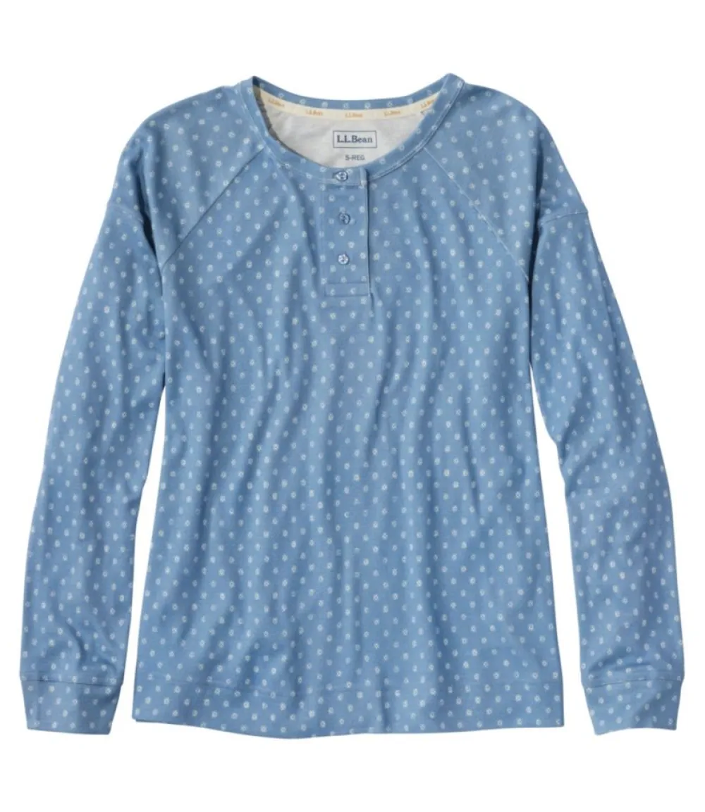 "Women's Restorative Sleepwear, Long-Sleeve Henley Print"-L.L.Bean Shop