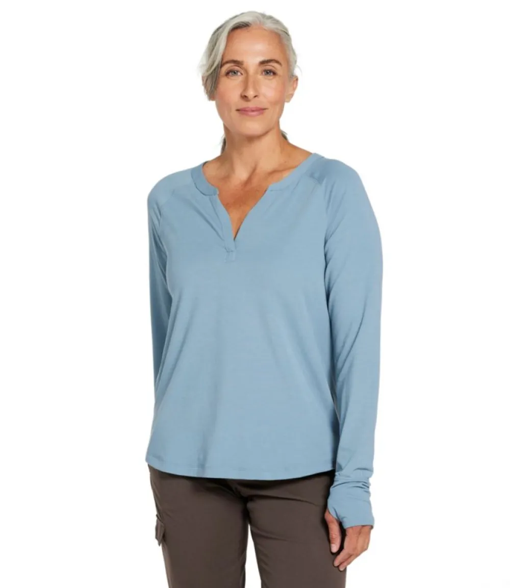 "Women's Ribbed Performance Tee, Long-Sleeve Splitneck"-L.L.Bean Cheap