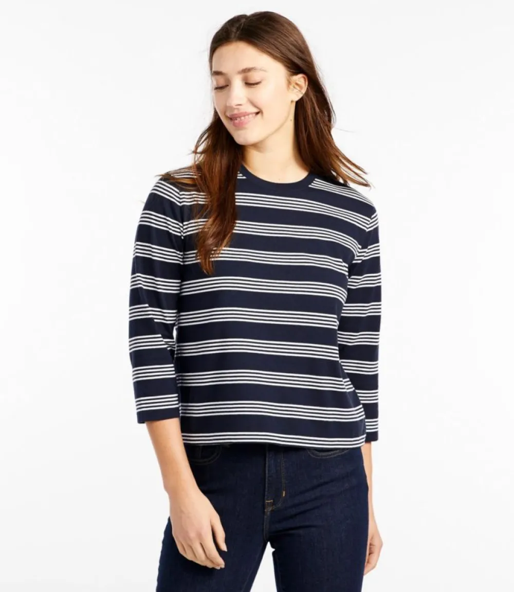 "Women's Saturday T-Shirt, Crewneck Three-Quarter-Sleeve Stripe"-L.L.Bean Sale