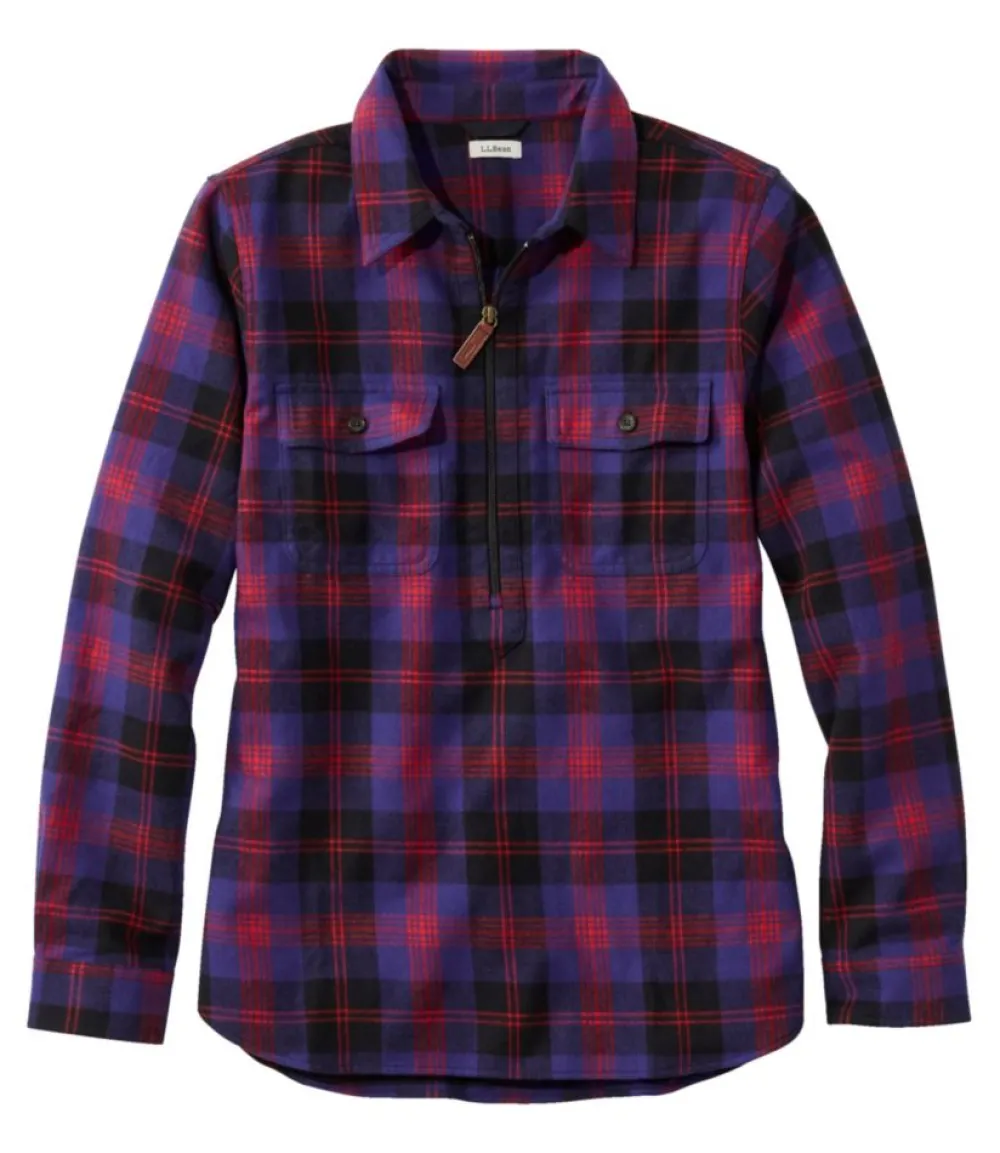 "Women's Scotch Plaid Flannel Shirt, Quarter-Zip"-L.L.Bean Fashion