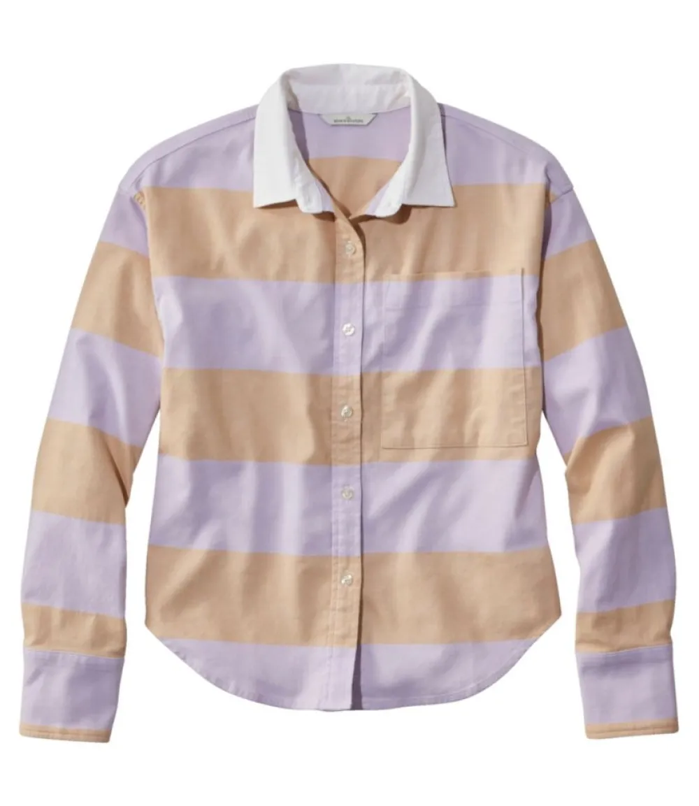 "Women's Signature Boyfriend Oxford Shirt, Stripe"-L.L.Bean Discount