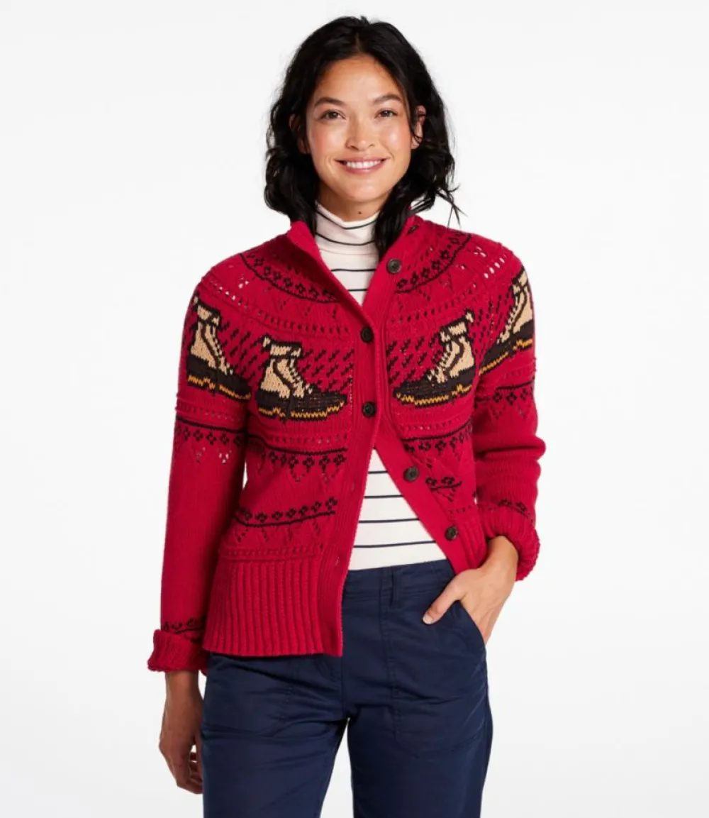 "Women's Signature Cotton Fisherman Sweater, Short Cardigan Fair Isle"-L.L.Bean Flash Sale