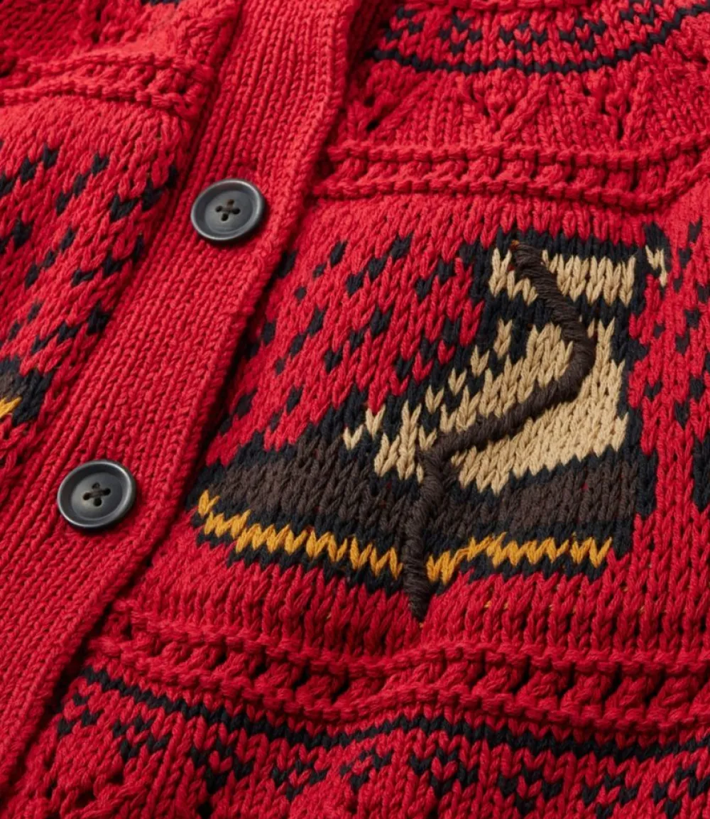 "Women's Signature Cotton Fisherman Sweater, Short Cardigan Fair Isle"-L.L.Bean Flash Sale
