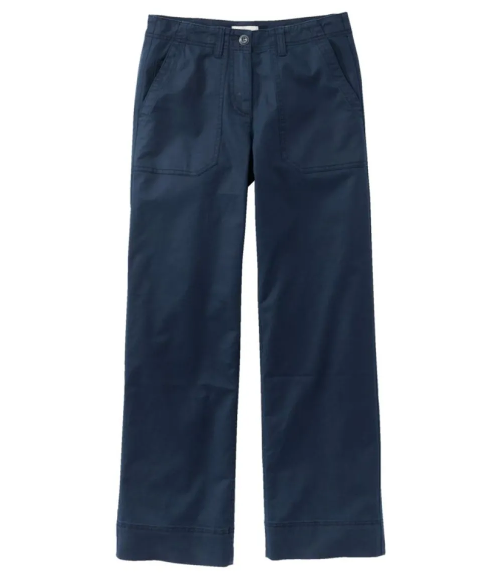 "Women's Signature Cotton/TENCEL Utility Pants, Mid-Rise Wide-Leg Ankle-Length"-L.L.Bean Hot