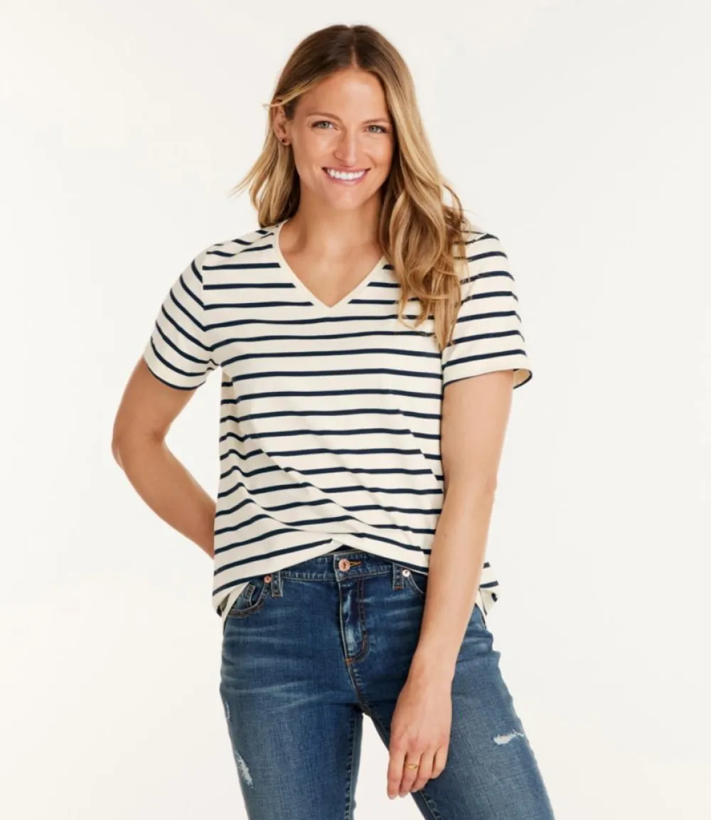 "Women's Signature Rangeley Cotton Tee, V-Neck"-L.L.Bean Shop
