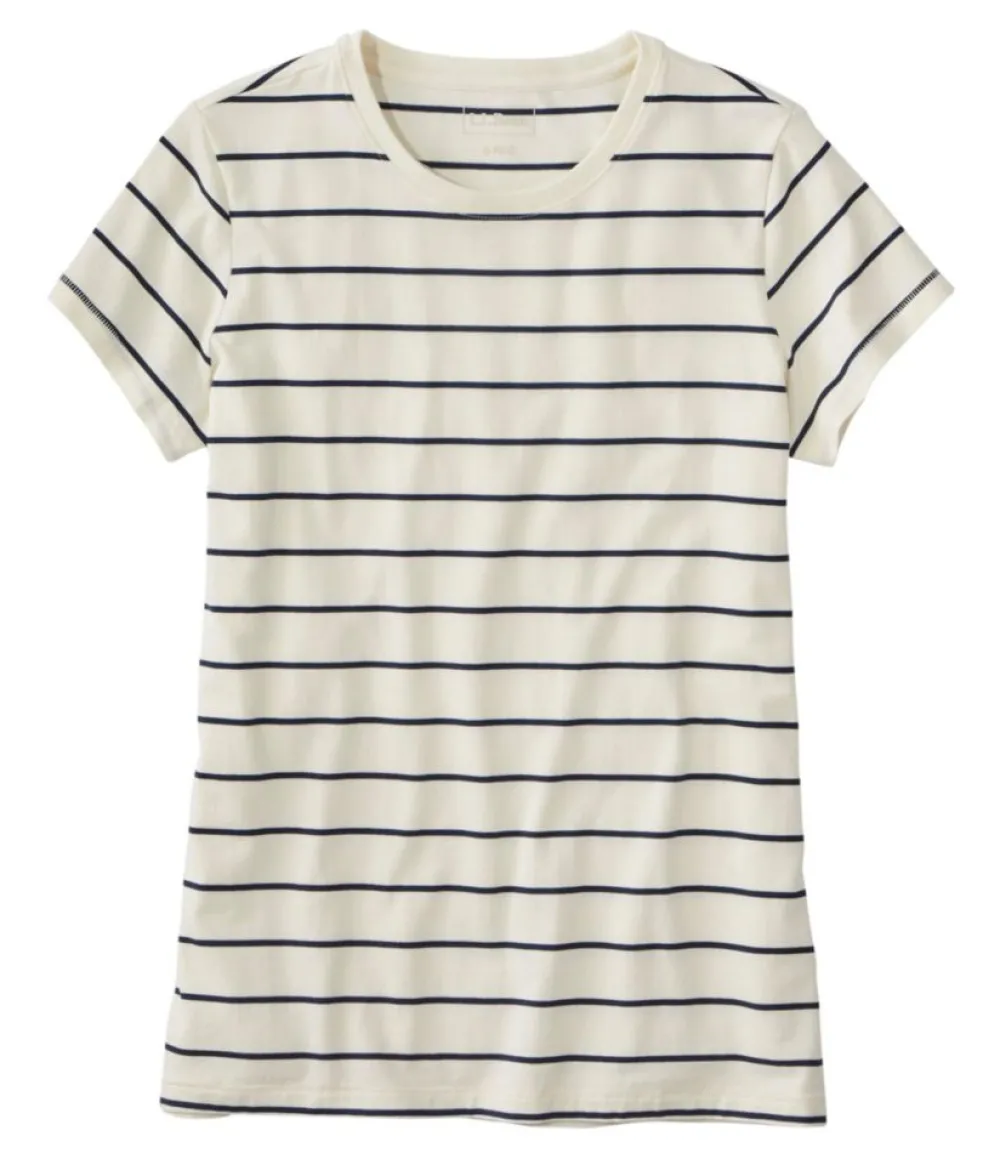 "Women's Soft Stretch Supima Tee, Crewneck Short-Sleeve Striped"-L.L.Bean Cheap
