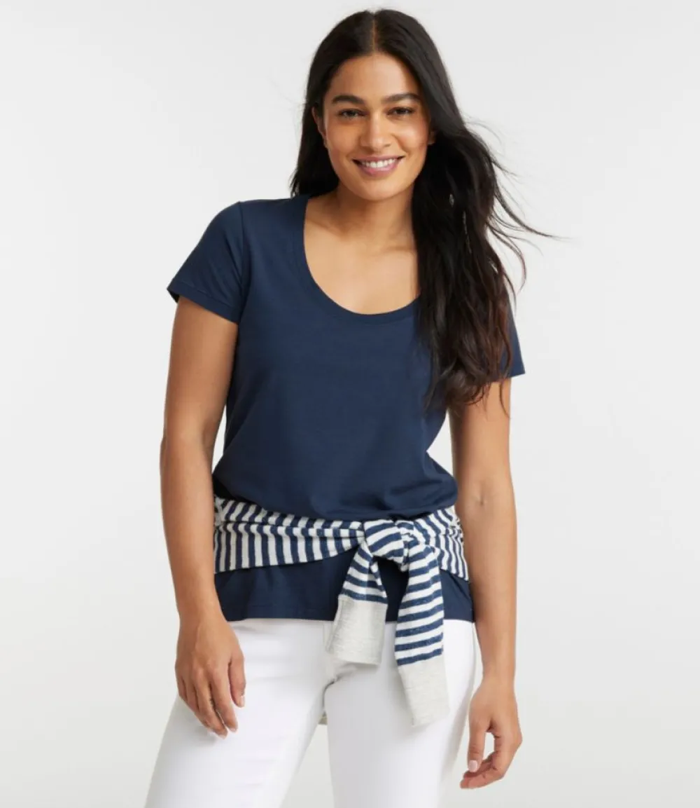 "Women's Soft Stretch Supima Tee, Scoopneck Short-Sleeve"-L.L.Bean Cheap