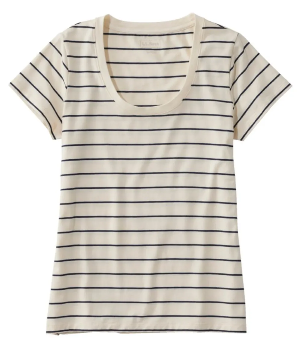 "Women's Soft Stretch Supima Tee, Scoopneck Short-Sleeve Stripe"-L.L.Bean Flash Sale