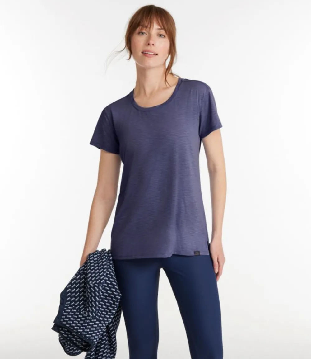 "Women's Streamside Tee, Short-Sleeve Open Crewneck"-L.L.Bean New