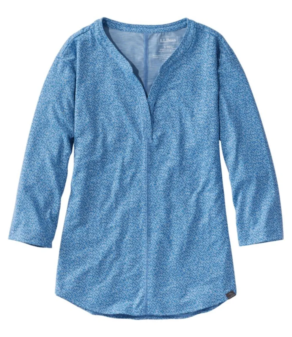 "Women's Streamside Tee, Three-Quarter-Sleeve Splitneck, Print"-L.L.Bean Flash Sale