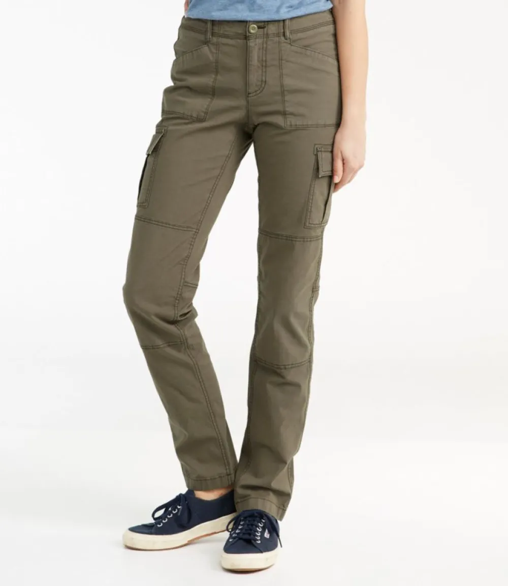 "Women's Stretch Canvas Cargo Pants, Mid-Rise Straight-Leg"-L.L.Bean Fashion