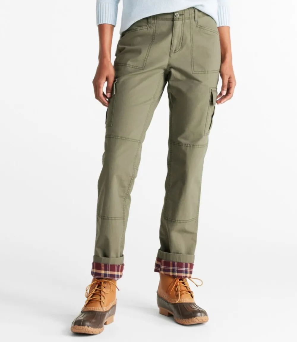 "Women's Stretch Canvas Cargo Pants, Mid-Rise Straight-Leg Lined"-L.L.Bean Discount