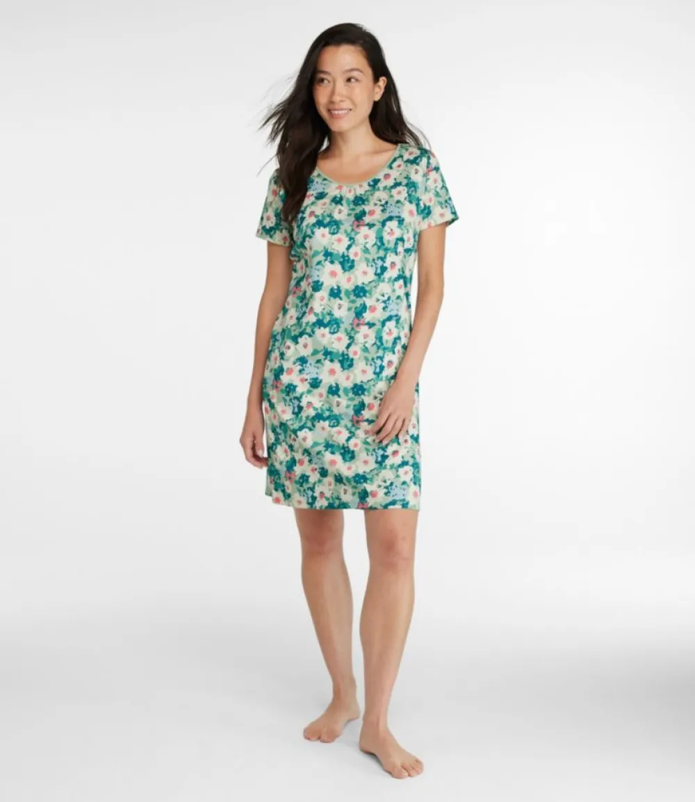 "Women's Supima Nightgown, Short-Sleeve Floral"-L.L.Bean Fashion