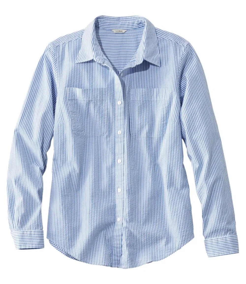 "Women's Vacationland Seersucker Shirt, Long-Sleeve"-L.L.Bean Clearance