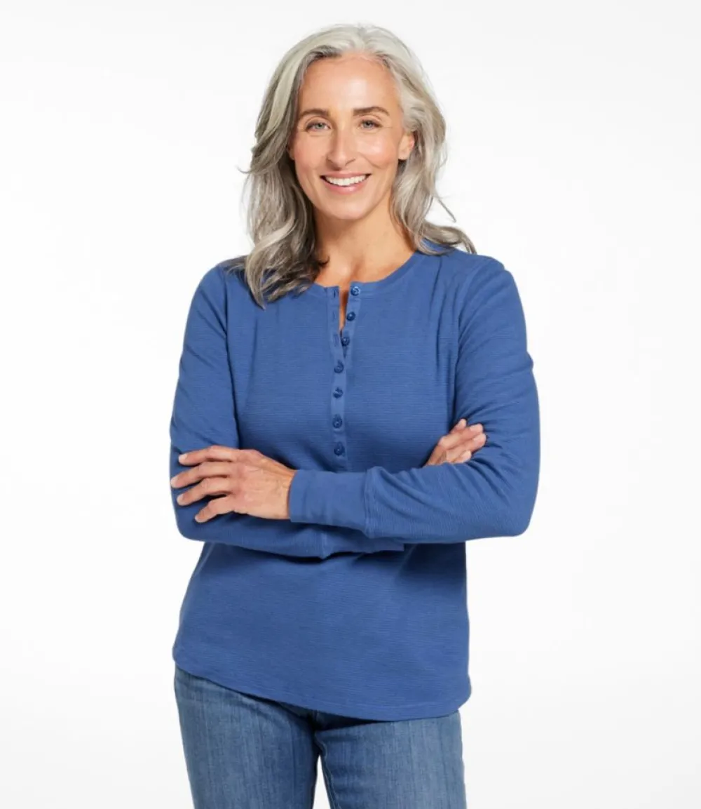 "Women's Waffle-Knit Henley"-L.L.Bean Shop
