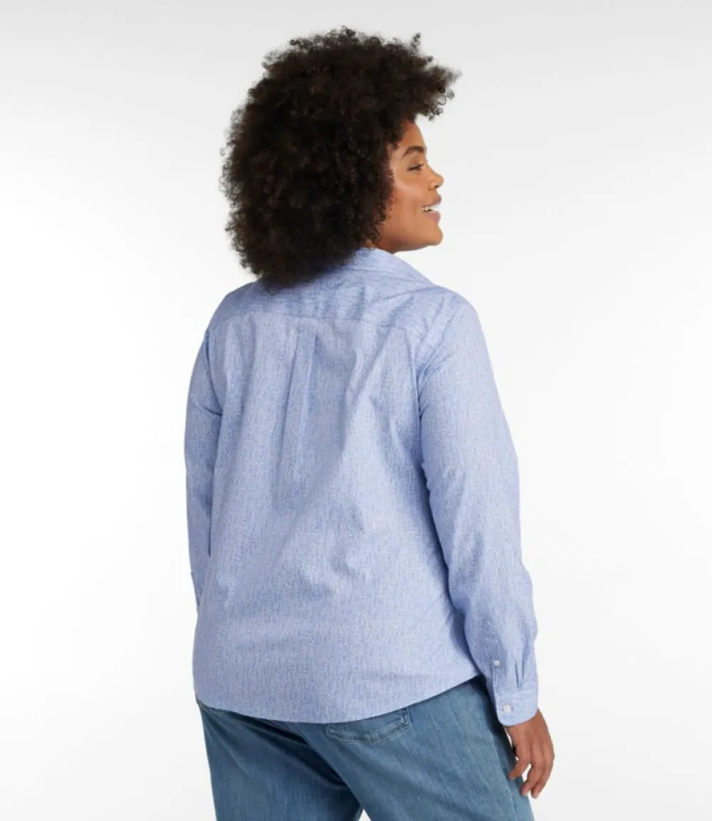 "Women's Wrinkle-Free Pinpoint Oxford Shirt, Relaxed Fit Long-Sleeve Print"-L.L.Bean Best Sale
